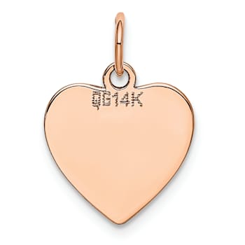 14k Rose Gold Polished Heart Shaped Disc Pendant