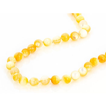 Yellow Mother-Of-Pearl Beaded Necklace In Sterling Silver 18 Inch