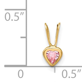 14K Yellow Gold Pink Cubic Zirconia Heart Pendant