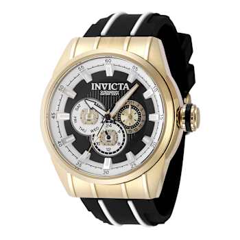 Invicta Speedway 48mm White, Black Dial Silicone Band Quartz Watch