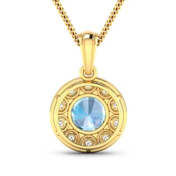 1.90ctw 14K Yellow Gold Aquamarine and White Diamond Pendant with 18
inch Cable Chain