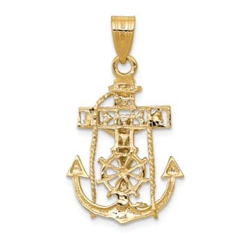 14K Yellow and White Gold Mariners Cross Pendant