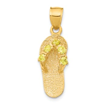 14k Yellow Gold Cubic Zirconia November Birthstone Flip Flop Pendant