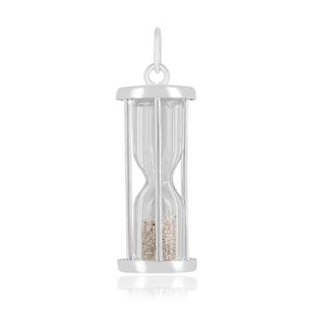 Diamond Rhodium Over Sterling Silver Hourglass Sand Timer Pendant