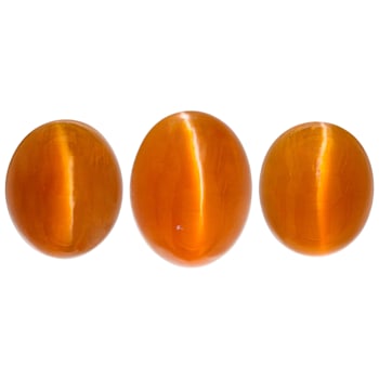 Fire Opal Cat's Eye Oval Matched Set of 3 3.52ctw