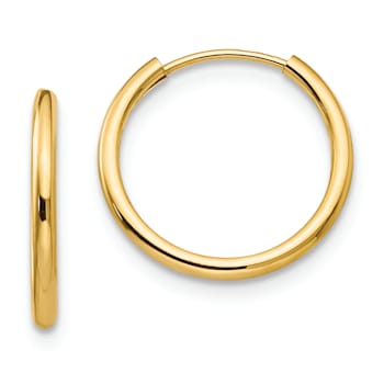 14K Yellow Gold Polished Endless Hoop 3 Pair Earring Set