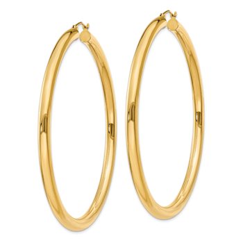 14k Yellow Gold Polished 2 9/16" Tube Hoop Earrings