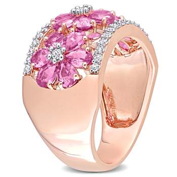 Pink, White Sapphire 14K Rose Gold Ring 3.92ctw