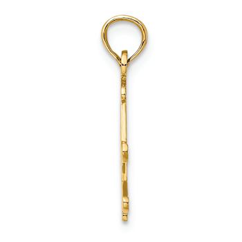 14k Yellow Gold Polished and Textured Snow Skis, Boot and Pole Charm