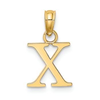 14k Yellow Gold Polished Block Letter X Initial Pendant