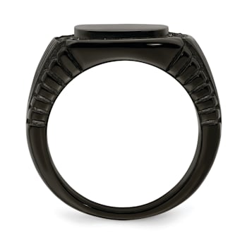 Stainless Steel Polished Black IP-plated with Black Cubic Zirconia
Signet Ring
