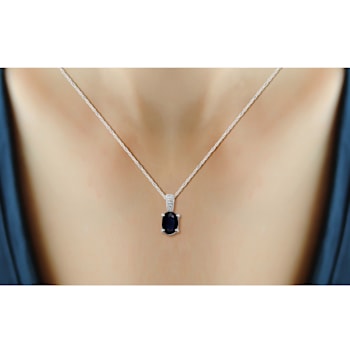 Black Sapphire Rhodium Over Sterling Silver Pendant with Chain 1.00ctw