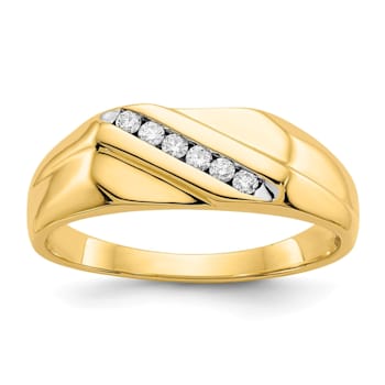 14K Yellow Gold Lab Grown Diamond Men's Ring