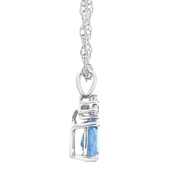 7x5mm Pear Shape Aquamarine with Diamond Accents 14k White Gold Pendant
With Chain