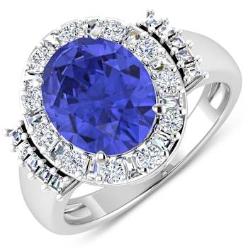 4.26ctw Violet Tanzanite and Diamond 14K White Gold Halo Ring
