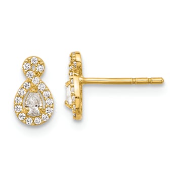 14k Yellow Gold Polished Cubic Zirconia Infinity Stud Earrings