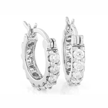 Round Moissanite Hoop Earrings In Sterling Silver