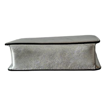Jimmy Choo Kalina Crossbody Clutch Bag Crystal Logo Metallic Silver