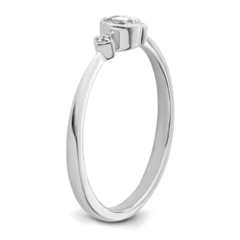 Rhodium Over 14K Gold Petite Oval Diamond Ring 0.16ctw