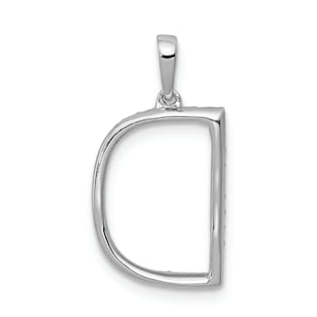 Rhodium Over 14K White Gold Diamond Letter D Initial Pendant