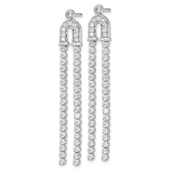 Rhodium Over 14K White Gold Lab Grown Diamond Post Dangle Earrings