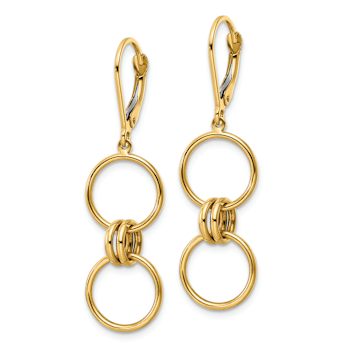 14k Yellow Gold Circles Dangle Earrings
