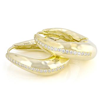 Textured Hoop Earrings In 14K Gold Over Sterling Silver