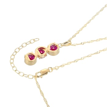 Lab Created Ruby 18k Yellow Gold Over Sterling Silver July Birthstone
Pendant 3.84ctw