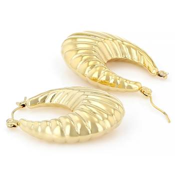 Gold-Tone Oversized Textured Hoop Earrings