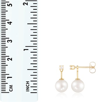 White Cultured Freshwater Pearl 14k Yellow Gold Earrings 8-8.5mm