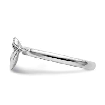 Rhodium Over Sterling Silver Stackable Heart with Bow Diamond Ring
