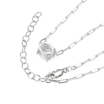 White Cubic Zirconia Rhodium Over Sterling Silver Paperclip Necklace 4.0ctw