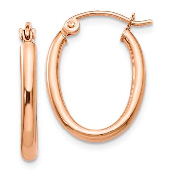 14k Rose Gold 13/16" Oval Hoop Earrings