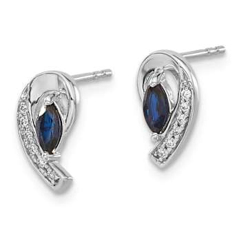 Rhodium Over 10k White Gold Diamond and 0.32ctw Sapphire September
Birthstone Stud Earrings