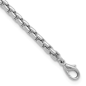 Rhodium Over Sterling Silver 6.0mm Box 8 Inch Chain