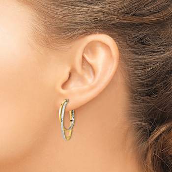 14k Yellow Gold and 14k White Gold 1 1/16" Polished Oval Double
Hoop Earrings