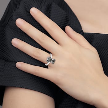 Rhodium Over Sterling Silver Stackable Expressions Marcasite Dog Ring