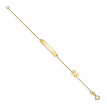 14K Yellow Gold Polished 5.5-inch Butterfly ID Bracelet