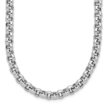 Rhodium Over 14k White Gold 18-inch 5mm Polished Fancy Rolo Link Necklace