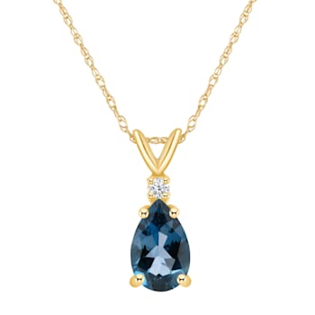 8x5mm Pear Shape London Blue Topaz with Diamond Accent 14k Yellow Gold
Pendant With Chain