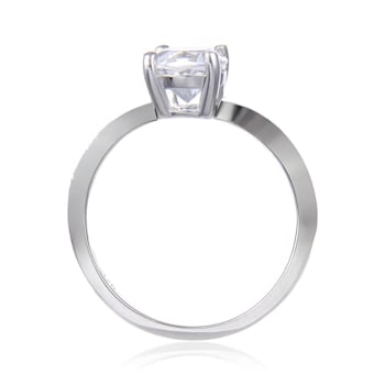 Rhodium Over Sterling Silver White Topaz Solitaire Ring 2.50ct