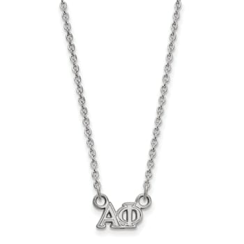 Rhodium Over Sterling Silver LogoArt Alpha Phi Extra Small Pendant Necklace