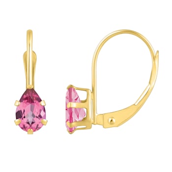 6x4mm Pear Shape Pink Topaz 10k Yellow Gold Drop Earrings