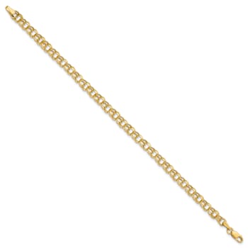 10k Yellow Gold 4.5mm Diamond-Cut Double Link Charm Bracelet