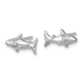 Rhodium Over Sterling Silver Polished Shark Post Earrings