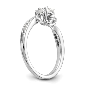 Rhodium Over 14K White Gold Lab Grown Diamond VS/SI GH, 3-Stone Complete
Engagement Ring 0.617ctw