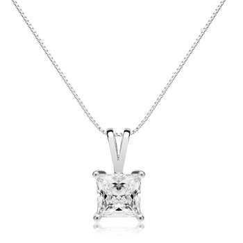 White Cubic Zirconia 14k White Gold Pendant With Chain 1.00ctw