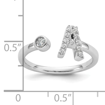 Rhodium Over 14K White Gold Lab Grown Diamond VS/SI GH, Initial
Adjustable Ring