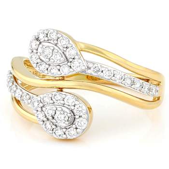 Contemporary Lab-Grown Diamond Bypass Ring In 14K Gold Over Sterling Silver