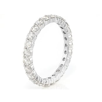 Moissanite Eternity Band In PlatInum-Enhanced Sterling Silver